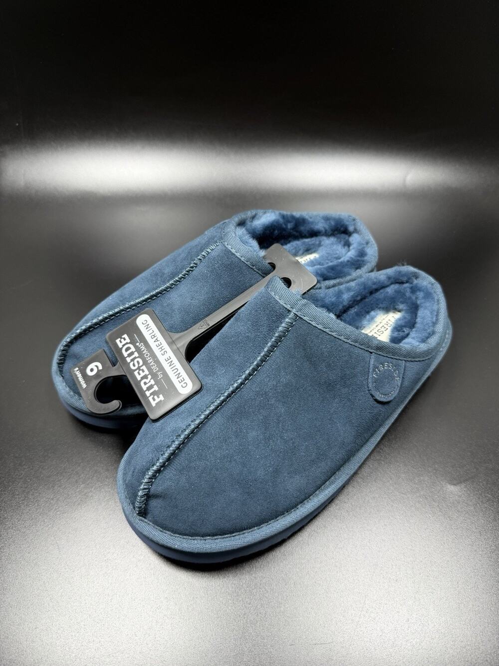DearFoam Fireside Greta Shearling Womens Deep Oasis Blue Indoor Outdoor Size 9